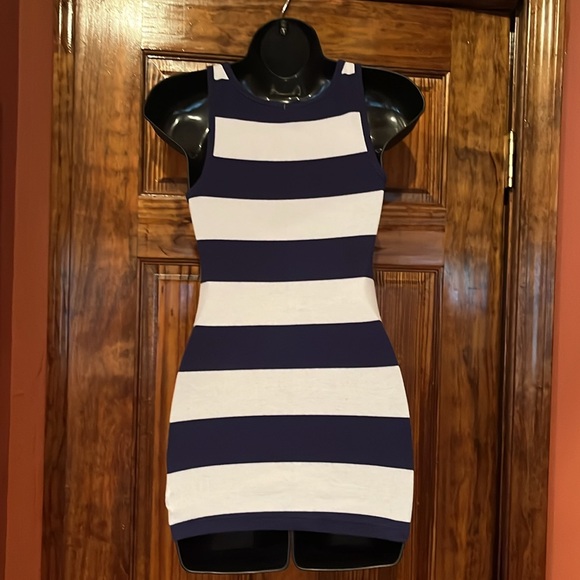 Navy & White Striped Long Tank Top - Picture 3 of 7